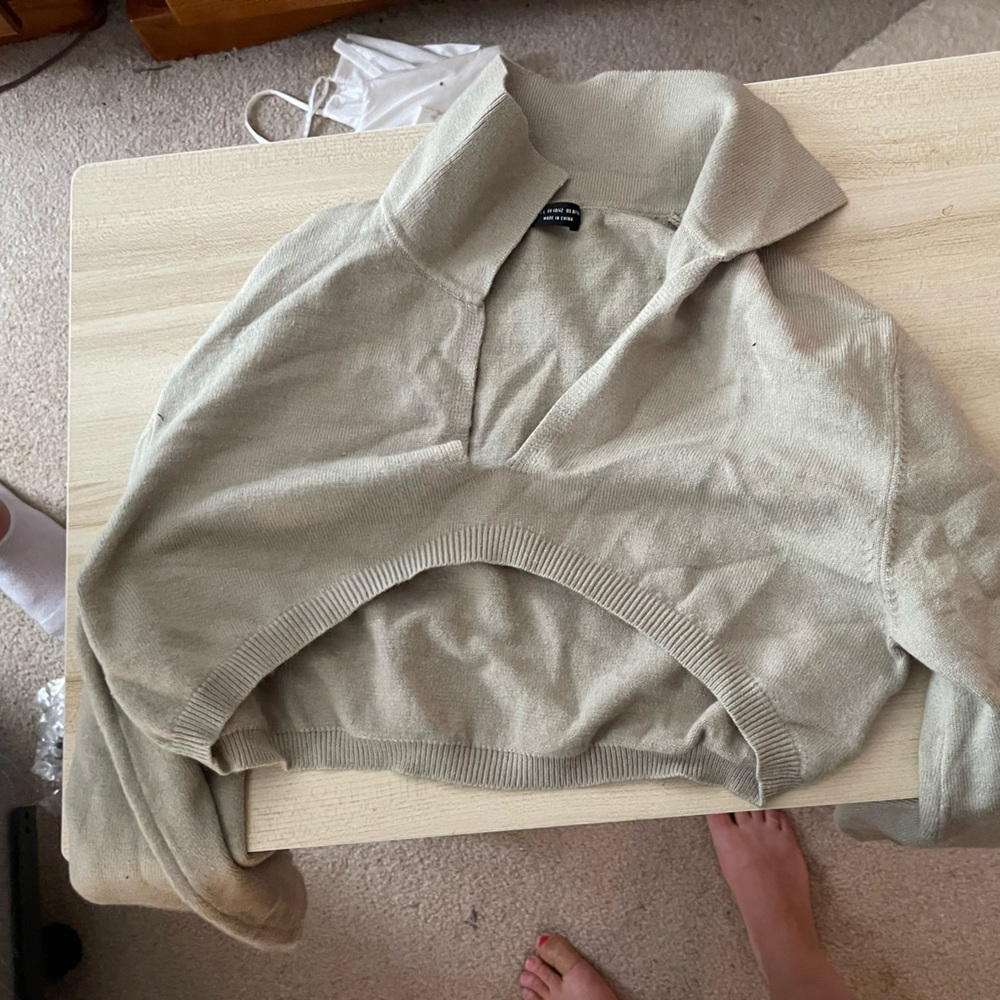 Shein puff sleeve sweater crop top